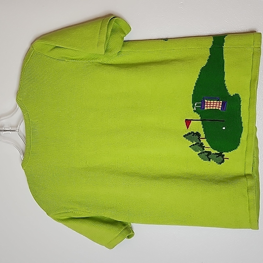 Vintage Classic Marisa Christina Green Golf Course Button Down Sweater Graphic - Picture 7 of 14